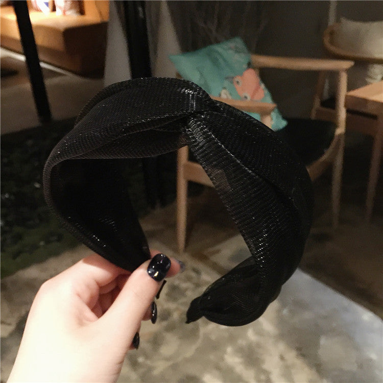 Wholesale Simple Wide Edge Cross Shiny Silk Fabric Headband